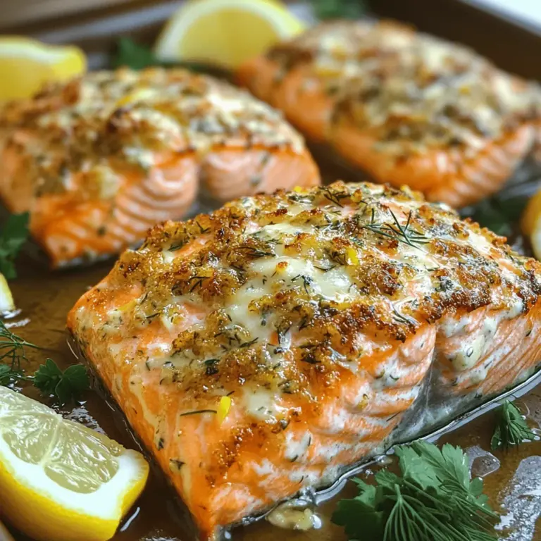When it comes to quick, healthy, and mouthwatering meals, few dishes can compete with Baked Salmon with Zesty Mayo and Parmesan Herb Crust. This delightful recipe embodies everything one could desire in a weeknight dinner: it's nutritious, simple to prepare, and bursting with flavor. Salmon, a celebrated source of protein, omega-3 fatty acids, and numerous vitamins, stands as the star of this dish, making it not only satisfying but also beneficial for your health.