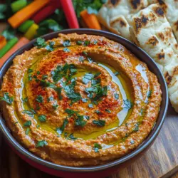 Hummus, a creamy dip made primarily from chickpeas, has gained immense popularity across the globe. This Middle Eastern delicacy is not just a staple in many households; it has also become a beloved appetizer, spread, and snack in various cuisines. Its rich, nutty flavor paired with a silky texture makes it a versatile addition to your culinary repertoire. Among the myriad of variations available, creamy roasted red pepper hummus stands out as a vibrant and flavorful option that showcases the sweetness of roasted red peppers.