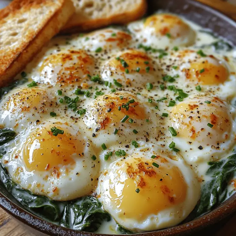 Imagine starting your day with a delightful dish that not only fills your stomach but also nourishes your body. The Creamy Spinach and Eggs Delight is a tantalizing breakfast option that combines the rich flavors of sautéed spinach and perfectly cooked eggs, all enveloped in a velvety cream sauce. This dish is not only satisfying but also a feast for the eyes, making it an ideal choice for breakfast or brunch gatherings.