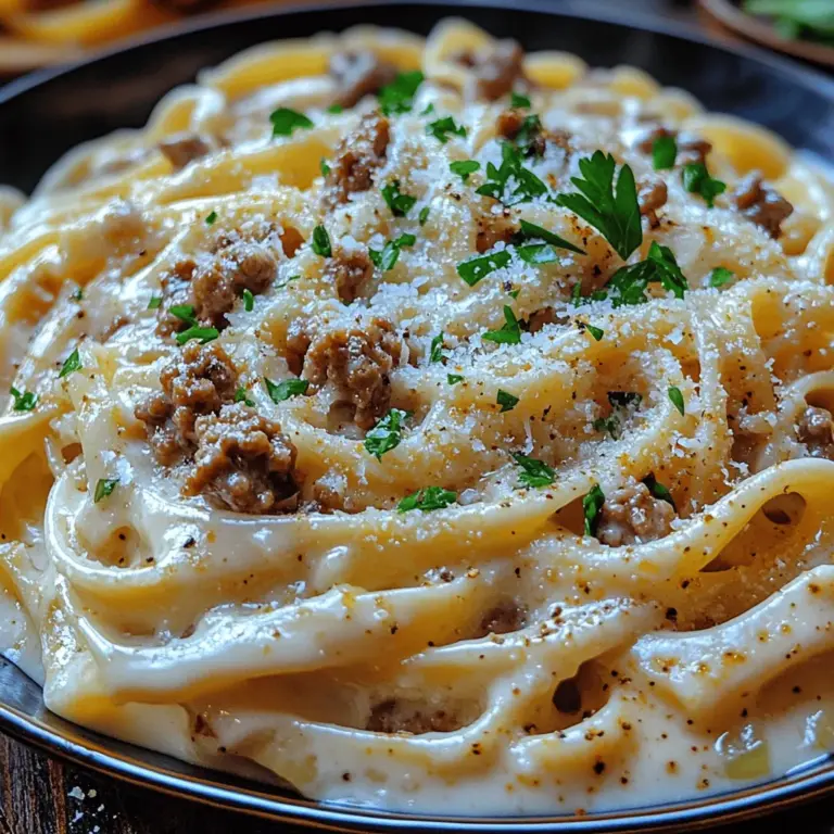 To create an unforgettable Creamy Ground Beef Alfredo Pasta, understanding the role of each ingredient is crucial. Let’s break down the key components that come together to craft this satisfying dish.