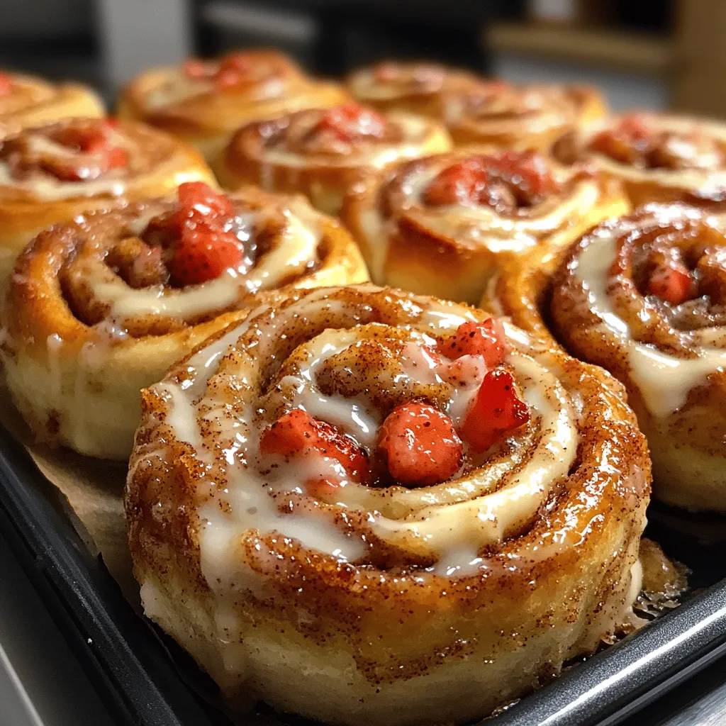 Imagine a warm, gooey cinnamon roll, freshly baked, with the delightful twist of strawberry cheesecake flavors. The combination of sweet, buttery dough swirled with a velvety cream cheese filling, complemented by the fresh brightness of strawberries, creates a mouthwatering dessert that is truly irresistible. Strawberry Cheesecake Cinnabon Rolls take the beloved classic cinnamon roll and elevate it to new heights, merging the comforting essence of homemade treats with the refreshing flavors of summer.