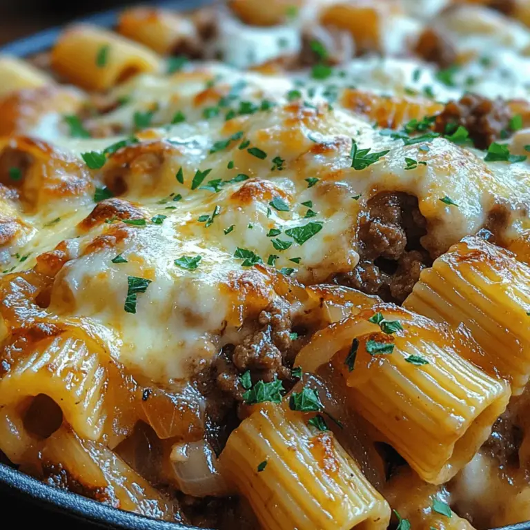 At the heart of the Savory French Onion Beef Pasta Bake are several key ingredients that work together to create a symphony of flavors. Each component plays a vital role in delivering a dish that is satisfying and memorable.
