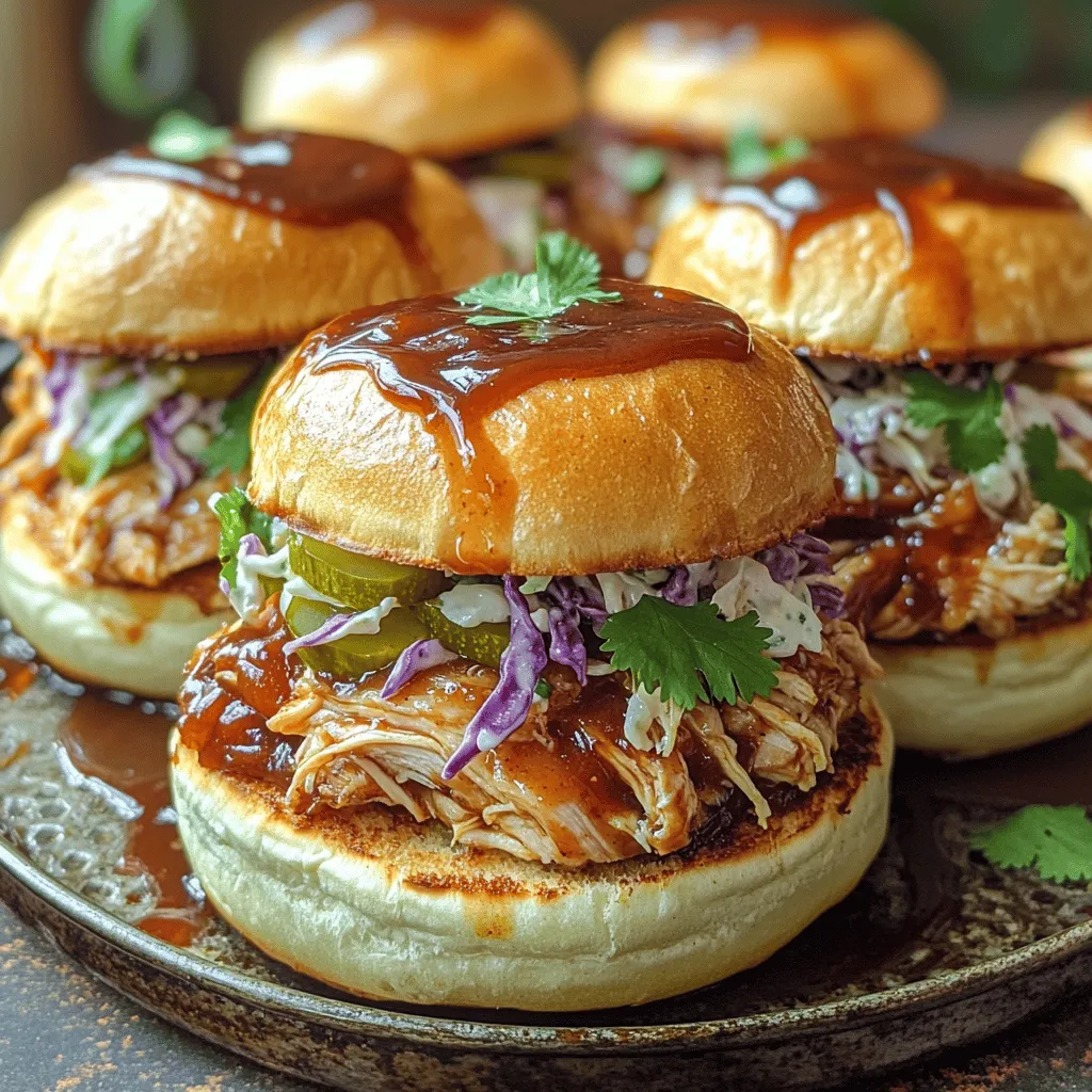 Discover the mouthwatering delight of Smoky BBQ Pulled Chicken Sliders, a perfect dish for gatherings, game days, or a cozy family dinner. This recipe highlights the tender, flavorful chicken infused with a smoky barbecue sauce, complemented by crunchy coleslaw and served on soft slider buns. With minimal prep time and the convenience of a slow cooker, these sliders are sure to impress your guests and satisfy your cravings.