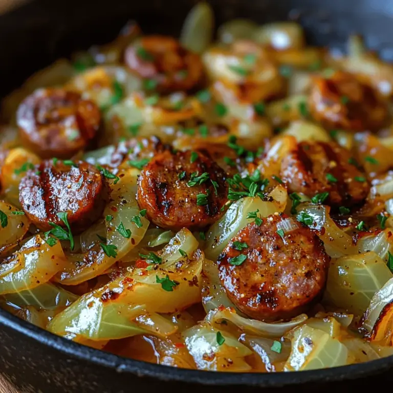 Savory Cabbage Delight with Smoked Sausage is a delightful dish that combines the robust flavors of smoked sausage with the tender, earthy notes of cabbage, creating a meal that is both satisfying and nutritious. This dish is not only a celebration of simple, wholesome ingredients but also a testament to the comforting essence of home-cooked meals. Whether you're looking for a quick weeknight dinner or a cozy meal to share with family and friends, this recipe stands out for its versatility and ease of preparation.