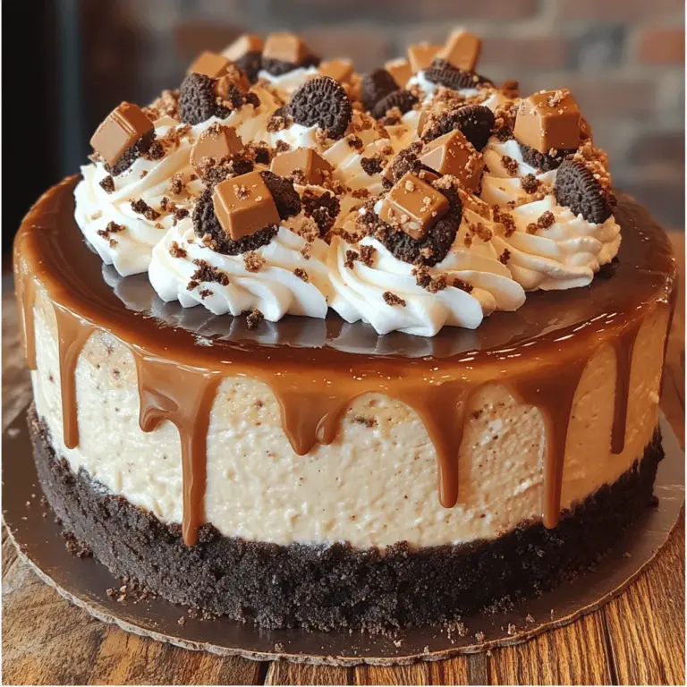 If you're on the lookout for a dessert that truly embodies indulgence, look no further than the Oreo Peanut Butter Cup Cheesecake. This decadent treat combines the rich, creamy texture of classic cheesecake with the delightful crunch of Oreo cookies and the irresistible sweetness of peanut butter cups. Each bite is a harmonious blend of flavors that will have your taste buds dancing and leave you craving more.