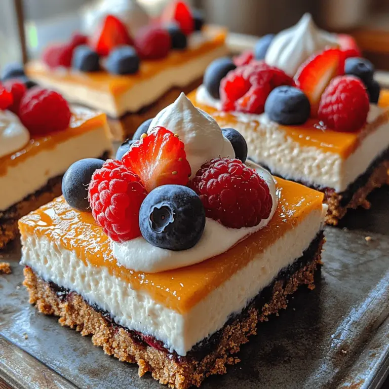 If you're looking for a dessert that strikes the perfect balance between creamy and crunchy, then look no further than our Creamy Dreamy Philadelphia Cheesecake Bars. This delectable treat is a must-have for any dessert lover and is sure to impress at gatherings, parties, and family dinners. With a buttery graham cracker crust supporting a rich, velvety cheesecake filling and topped with fresh berries, these bars offer a delightful combination of sweetness and tang that will have everyone coming back for seconds.