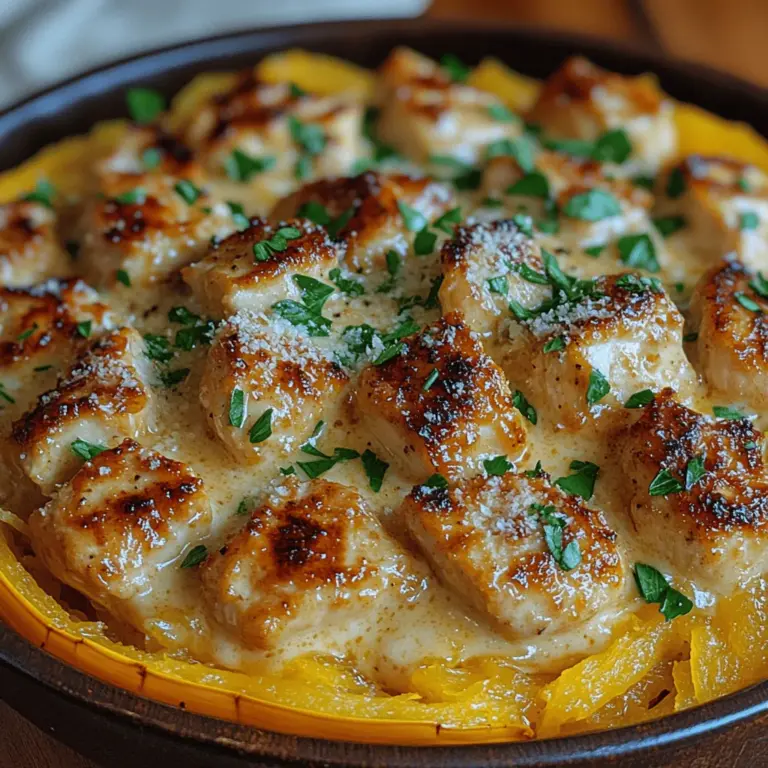 In the world of healthy eating, finding dishes that are both nutritious and delicious can often feel like a daunting task. Enter the Light & Creamy Chicken Alfredo Spaghetti Squash, a delightful dish that marries rich flavors with wholesome ingredients, ensuring you never have to compromise on taste while nourishing your body. This recipe not only satisfies your cravings for creamy pasta but also allows you to enjoy a lighter, low-carb alternative that is perfect for any meal occasion.