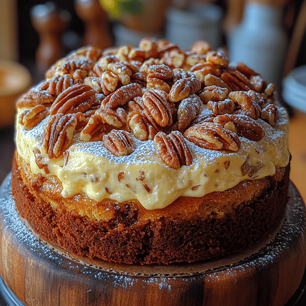 Gooey butter pecan cake is a delectable dessert that combines the rich flavors of buttery cake and cream cheese with the delightful crunch of pecans. This unique cake, with its signature gooey texture and sweet, nutty flavor profile, hails from the southern United States, where it has become a beloved staple at gatherings, celebrations, and family dinners. The cake's origins are steeped in history, with some tracing it back to the 1930s in St. Louis, Missouri, where it was first created as a result of a baking mistake. Instead of throwing out a failed cake, resourceful bakers transformed it into a gooey delight that has since captured the hearts and taste buds of many.