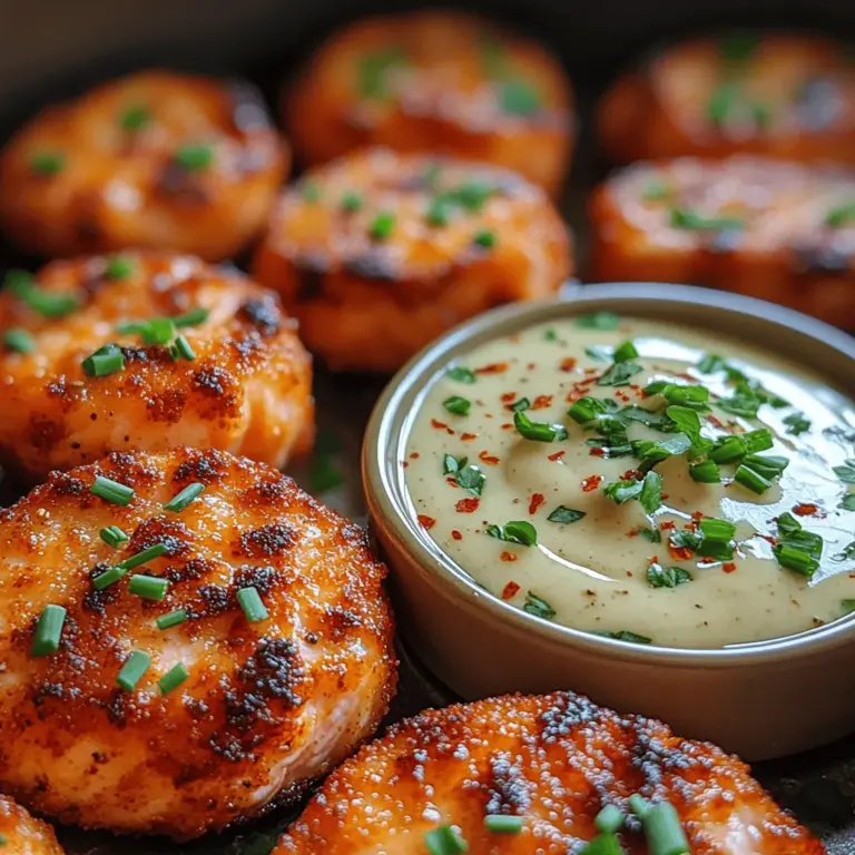 Delve into the world of healthy cooking with our Crispy Air Fryer Salmon Bites served with a delectable Garlic Cream Sauce. This dish is not only easy to prepare but also packs a punch in flavor and nutrition. Salmon, widely celebrated for its rich taste and health benefits, is transformed into delightful bite-sized pieces that are crispy on the outside and tender on the inside, thanks to the magic of air frying. The air fryer circulates hot air around the salmon, creating a golden crust while retaining moisture, making it a perfect cooking method for this nutritious fish.