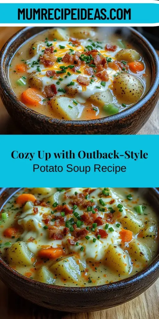 Warm up with a delightful bowl of Outback-Style Potato Soup, a creamy and hearty dish perfect for chilly nights. This comforting recipe combines the earthy flavors of russet potatoes with aromatic herbs, rich cream, and optional toppings like crispy bacon and cheese. Ideal for sharing with family and friends, this soup is not just a meal; it’s a cozy experience that brings everyone together. Discover the joy of cooking and savor the warmth of this delicious dish.