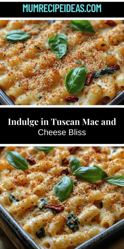 Indulge in the comforting and sophisticated Tuscan Mac and Cheese Delight that transforms a classic dish into a gourmet experience. This recipe combines creamy cheeses, sun-dried tomatoes, and fresh spinach to deliver a burst of vibrant Italian flavors. Perfect for weeknight dinners or special occasions, it's easy to make and sure to impress. Dive into a rich, velvety sauce that wraps each pasta piece, creating a comforting embrace with every bite.
