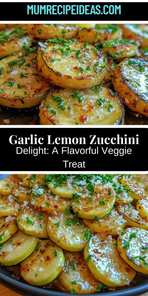 Discover the vibrant flavors of Sizzling Garlic Lemon Zucchini Delight, a fresh and healthy vegetable dish that's easy to prepare. This recipe highlights the natural sweetness of zucchini and combines it with garlicky goodness, zesty lemon, and a touch of olive oil. Packed with essential vitamins and low in calories, this dish is perfect for weeknight dinners or as a colorful side at gatherings. Simple, delicious, and nutritious, it’s a must-try for any meal!