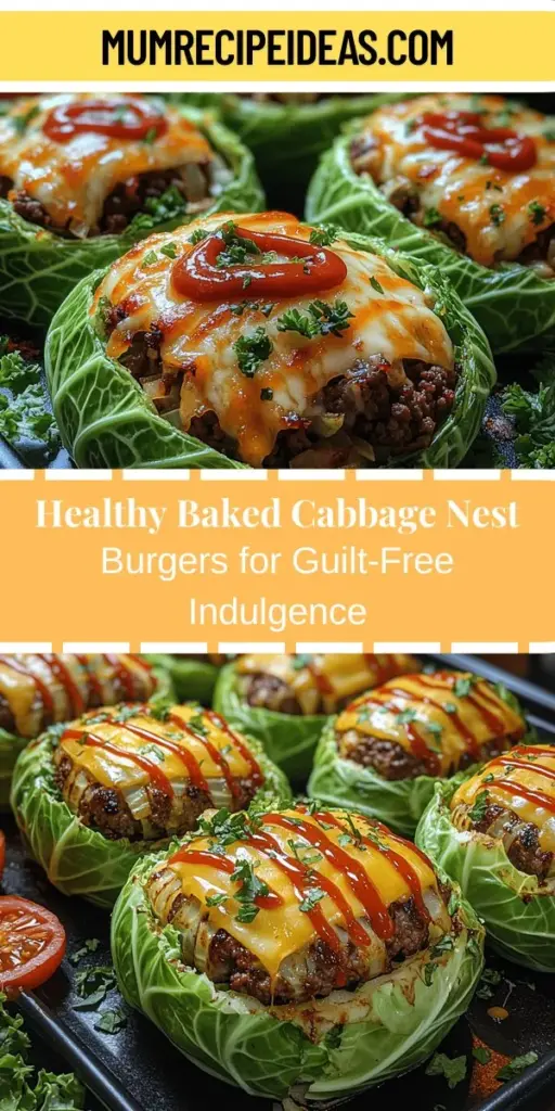 Discover a healthy, flavorful twist on a classic favorite with Baked Cabbage Nest Burgers. This innovative recipe swaps traditional buns for nutrient-dense cabbage leaves, offering an exciting low-calorie option that satisfies your burger cravings. Customize with your favorite protein—beef, turkey, tofu, or lentils—and elevate with delightful spices for extra flavor. Enjoy a meal that's both delicious and nutritious, perfect for everyone seeking a balanced diet. Embrace the crunch and freshness of cabbage while indulging guilt-free!