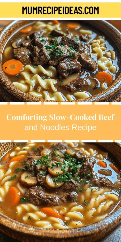 Discover the warmth and comfort of Hearty Slow-Cooked Beef and Noodles, a classic dish that brings families together. This recipe features tender beef simmered in a rich broth, paired with egg noodles and wholesome vegetables for a meal that satisfies both body and soul. Perfect for busy days, just set it in your slow cooker and let the flavors meld together. Experience the joy of home-cooked goodness as you serve up a delightful, nostalgic meal that everyone will love.