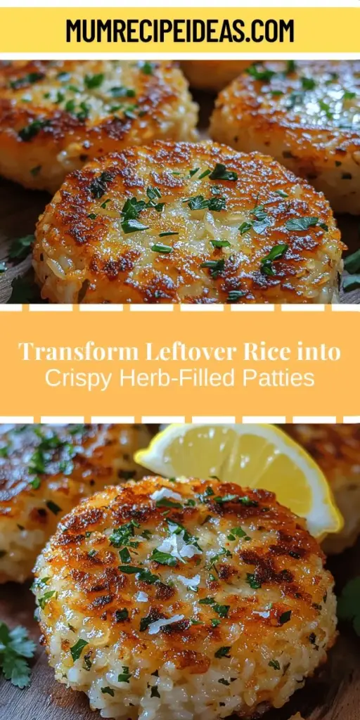 Transform your leftover rice into crispy herb-infused rice patties for a delicious and sustainable meal. Perfect as an appetizer, snack, or side dish, these patties combine day-old rice with fresh herbs, cheese, and seasonings for a vibrant flavor. Easy to customize with your favorite spices and ingredients, they not only reduce food waste but also offer a delightful crunch and satisfying taste. Dive into this simple recipe and enjoy a creative twist on your leftovers!