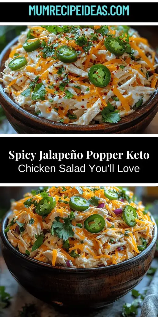 Discover the ultimate Spicy Jalapeño Popper Keto Chicken Salad, a delicious and satisfying low-carb dish perfect for any meal. This recipe combines protein-packed chicken with creamy cheeses and spicy jalapeños for a flavorful experience. Ideal for lunch, dinner, or gatherings, this salad is easy to prepare and packed with nutrients. Enjoy it on its own or with lettuce wraps for a refreshing, tasty option that aligns with your keto lifestyle. Make it today and elevate your meal prep game!
