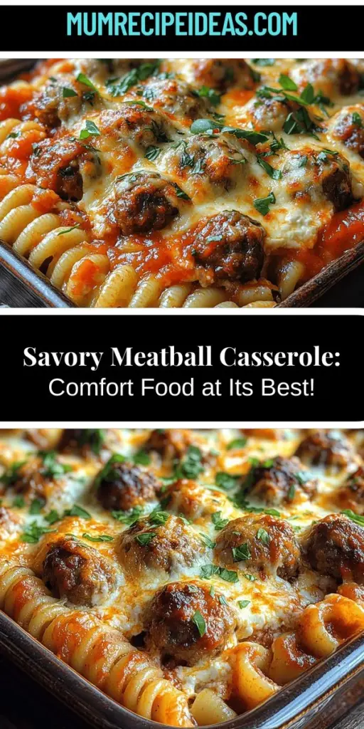 Indulge in the cozy flavors of Savory Meatball Casserole Delight, a comforting dish that combines homemade meatballs, pasta, marinara sauce, and melted cheese. Perfect for busy weeknights or special gatherings, this customizable casserole can easily adapt to your dietary preferences with options for ground beef or turkey, different cheeses, and even vegetarian alternatives. Enjoy tender meatballs and gooey cheese in every bite, making meal times warm and inviting for everyone. Discover the simple preparation steps and tips for achieving the perfect bake to bring this comforting delight to your dining table today!