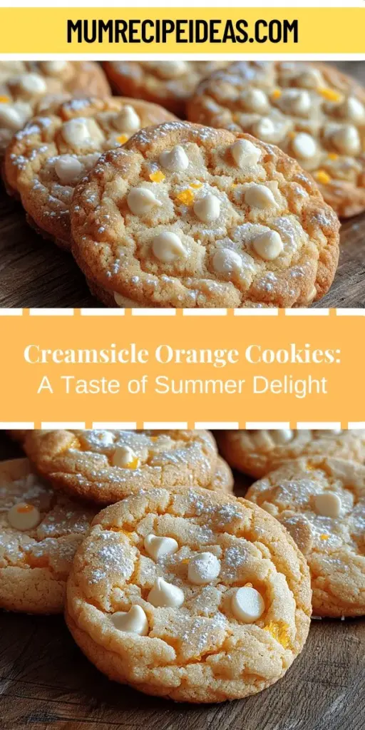 Bring a taste of nostalgia to your kitchen with these Creamsicle Orange Cookies! This delightful recipe captures the essence of your favorite summer treat, blending the zesty flavor of fresh oranges with the sweetness of vanilla and white chocolate chips. Perfect for family gatherings or an afternoon snack, these cookies are sure to impress. With simple ingredients and easy-to-follow steps, you'll enjoy the joy of baking and the irresistible aroma of citrus in your home.