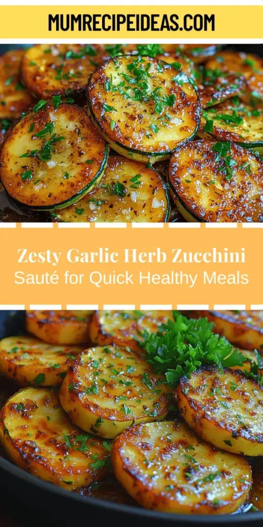 Discover the vibrant flavors of Zesty Garlic Herb Zucchini Sauté, a quick and nutritious dish perfect for busy weeknights or special occasions. This recipe highlights fresh zucchini and aromatic garlic, enhanced with herbs to create a delightful side that pairs well with various proteins or can be tossed into salads. With simple techniques and health benefits from its ingredients, this sauté is a must-try for anyone looking to embrace flavorful, healthy cooking. Enjoy the freshness in every bite!