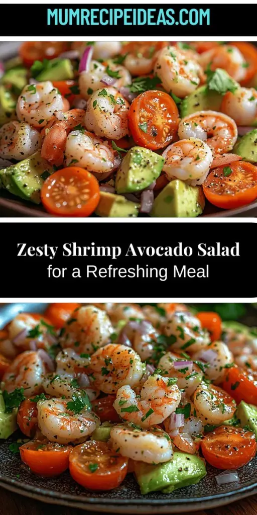 Discover the deliciousness of Zesty Shrimp Avocado Salad, a quick and nutritious dish perfect for any occasion. This vibrant salad combines succulent shrimp, creamy avocado, and fresh veggies, making it both visually appealing and satisfying. Packed with protein and healthy fats, it's a wholesome choice for health-conscious eaters. Easy to prepare and customizable, this salad is sure to impress your guests and elevate your meals. Try it today for a refreshing culinary experience!