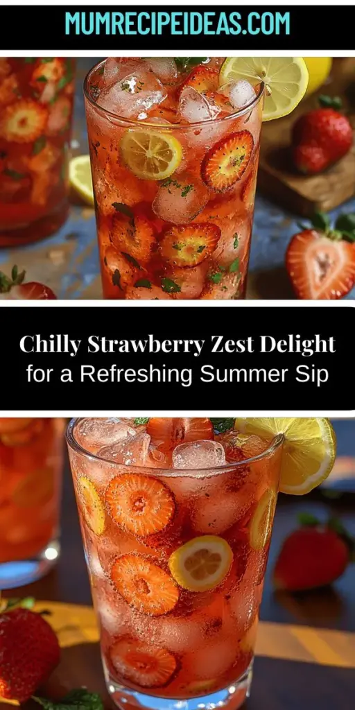 Beat the summer heat with the Chilly Strawberry Zest Delight, a refreshing drink that combines fresh strawberries and zesty lemons for a burst of flavor. Perfect for picnics, gatherings, or a relaxing afternoon, this vibrant beverage is easy to make and sure to impress. With its stunning colors and customizable sweetness, it’s not just a drink; it's a delightful experience. Get ready to blend and taste the essence of summer in every sip!