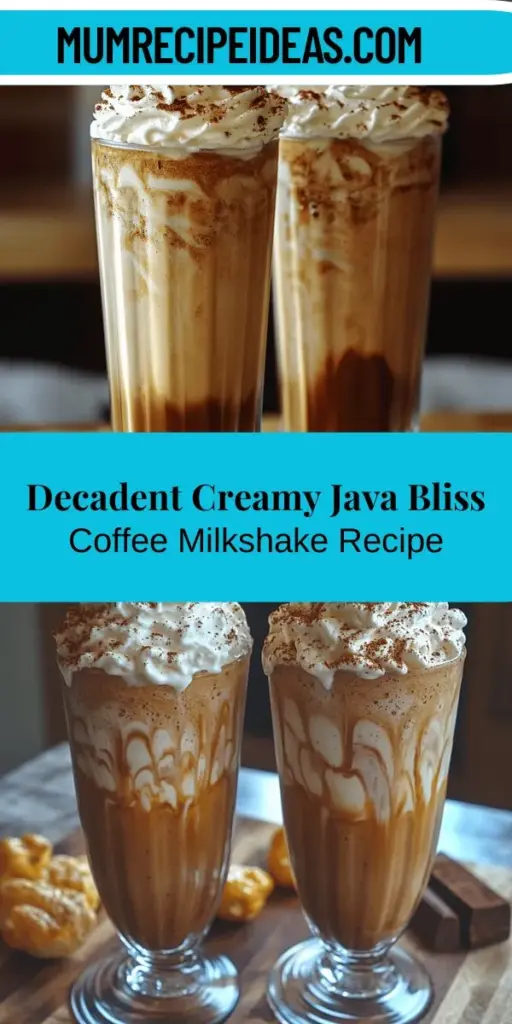 Discover the ultimate treat for coffee lovers with this easy and delicious Creamy Java Bliss milkshake recipe. Combining freshly brewed coffee, rich vanilla ice cream, and sweetened condensed milk, this decadent milkshake is perfect for any time of the day. Whether you’re looking for a refreshing breakfast or a delightful dessert, this recipe is customizable with various flavors and toppings. Get ready to indulge in a smooth and creamy experience that will leave you craving more.