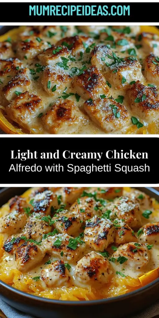 Discover the perfect blend of health and flavor with this Light & Creamy Chicken Alfredo Spaghetti Squash recipe. This dish transforms spaghetti squash into a satisfying low-carb alternative to traditional pasta, featuring juicy chicken in a rich Alfredo sauce. Enjoy the benefits of a nutritious meal that’s easy to prepare and sure to impress. With ingredients like garlic, Parmesan, and fresh herbs, you can indulge in a creamy delight without the guilt. Perfect for any occasion!