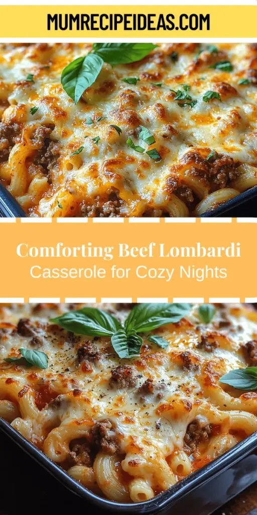 Discover the comforting flavors of Beef Lombardi Casserole, a hearty dish perfect for family dinners or potlucks. This delightful recipe combines ground beef, rich tomatoes, creamy cheeses, and elbow macaroni for a satisfying meal that appeals to all ages. Learn about the key ingredients and their nutritional benefits, along with step-by-step instructions for creating this delicious casserole. Bring warmth and joy to your table with this culinary classic that's sure to become a family favorite!