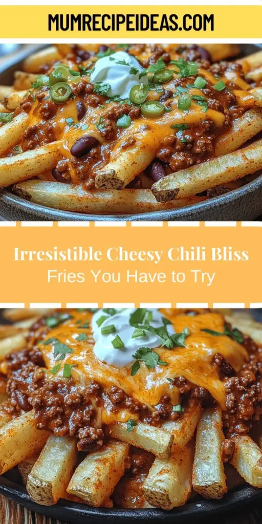Discover the ultimate comfort food with this Cheesy Chili Bliss Fries recipe, perfect for gatherings and cozy nights in. Crispy golden fries are layered with hearty chili and gooey melted cheese, creating a mouthwatering dish that's a feast for the senses. Customize with your favorite toppings, from sour cream to jalapeños, for a delightful twist. Easy to prepare and full of flavor, these fries are sure to be a crowd-pleaser. Enjoy the perfect harmony of tastes and textures!
