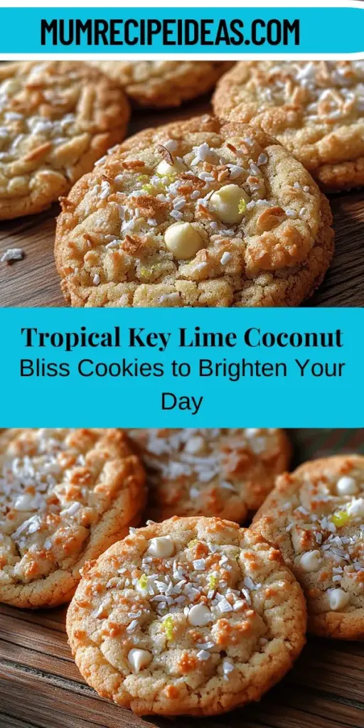 Discover the tropical delight of Zesty Key Lime Coconut Bliss Cookies, a perfect blend of tangy key lime, sweet white chocolate, and chewy coconut. This unique cookie offers a taste of summer in every bite, transporting you to sandy beaches with its refreshing flavor. Ideal for special occasions or a sweet treat at home, these cookies are easy to make and sure to impress friends and family. Get ready to indulge in a blissful baking adventure!