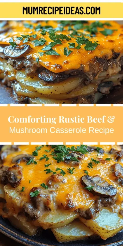 Discover the comfort of our Rustic Beef & Mushroom Harmony Casserole, a savory dish perfect for any family gathering. This recipe blends rich ground beef, earthy mushrooms, and creamy sauces, all layered with tender potatoes. Explore the nutritional benefits of each ingredient and get tips on achieving the best results. Whether you're cooking for a crowd or a cozy dinner, this casserole transforms simple ingredients into a hearty meal that warms the heart.