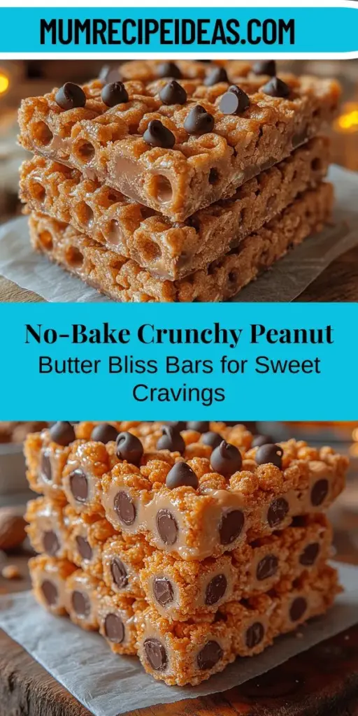 Discover the ultimate no-bake treat with this Crunchy Peanut Butter Bliss Bars recipe! Combining creamy peanut butter, crispy Reese's Puffs cereal, and sweet mini chocolate chips, these bars are a perfect blend of flavors and textures. Quick and easy to make, they’re ideal for a snack on the go, a dessert for guests, or a post-workout boost. Plus, they’re customizable to fit any taste preference. Enjoy a delicious treat that's both satisfying and wholesome!