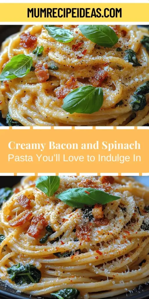Indulge in the Savory Bacon & Spinach Delight, a creamy pasta dish perfect for any occasion. This easy-to-make recipe features thick-cut bacon, fresh spinach, and a luscious cream sauce that brings all the flavors together. Ideal for weeknight dinners or cozy weekends, it promises comfort and gourmet flair without the fuss. With quality ingredients and quick preparation, you'll savor every delicious bite. Elevate your pasta game today!