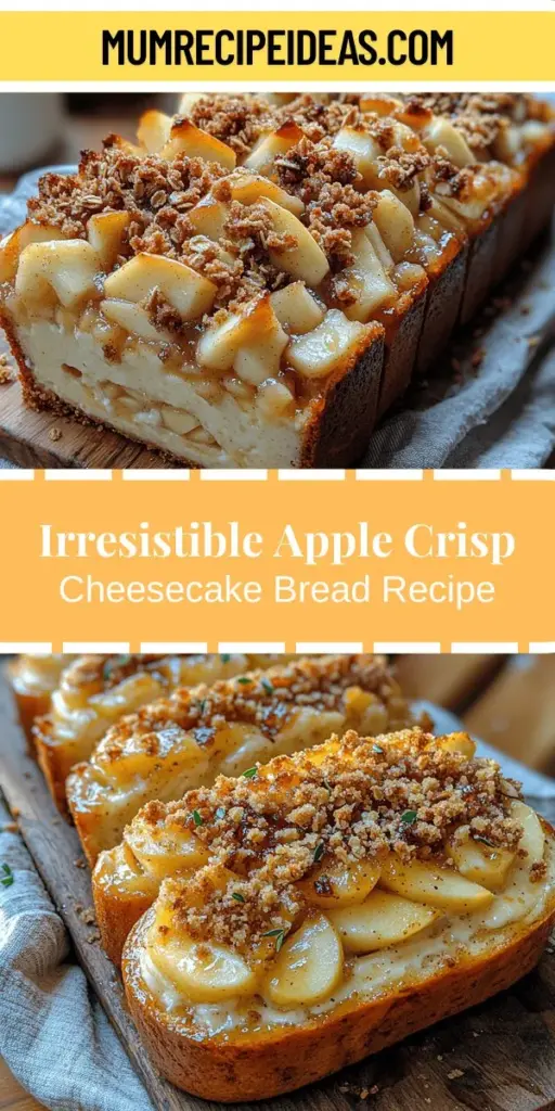 Discover the comforting delight of Apple Crisp Cheesecake Bread, a scrumptious dessert that combines creamy cheesecake, spiced baked apples, and a crunchy oat topping. Perfect for any occasion, this recipe offers a unique twist on traditional treats. Whether served warm or at room temperature, each slice delivers a rich flavor and delightful texture that will impress family and friends. Enjoy a slice for breakfast, dessert, or a cozy afternoon snack. Dive into this culinary adventure today!