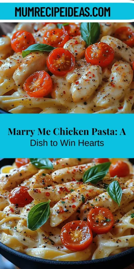 Impress your loved one with Marry Me Chicken Pasta, a dish so delightful it might just inspire a proposal. This recipe combines tender chicken with a creamy sauce, fresh spinach, and cherry tomatoes, creating a romantic dining experience. With easy preparation steps and cooking tips, you'll craft a meal that not only looks stunning but also tantalizes the taste buds. Perfect for date nights or special occasions, this delightful pasta is your ticket to culinary romance.