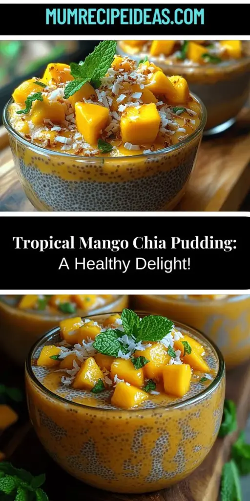 Indulge in the refreshing taste of Tropical Bliss Mango Chia Pudding, a deliciously nutritious treat perfect for any time of day. Made with creamy coconut milk, vibrant ripe mango, and nutrient-packed chia seeds, this dessert is a healthy powerhouse. It's simple to prepare and can be enjoyed as breakfast, a snack, or a light dessert. Explore the health benefits of each ingredient and create your own delightful version of this tropical delight. Perfect for brunches or meal prep!