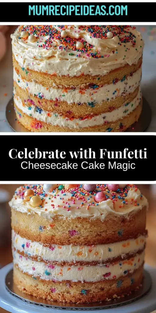 Celebrate your special occasions with a vibrant Funfetti Cheesecake Cake! This delightful dessert combines the fluffy texture of a classic funfetti cake with a rich cheesecake layer, topped with colorful frosting and sprinkles for an extra festive touch. Perfect for birthdays, anniversaries, or any gathering, the cheerful layers are not only stunning to look at but also deliciously satisfying. Follow our step-by-step guide to create a showstopper that will impress your guests and delight your taste buds!