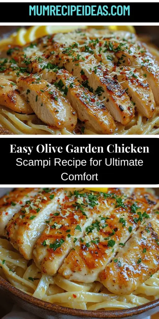 Discover the joy of home-cooked comfort with Olive Garden Chicken Scampi! This easy-to-follow recipe brings together tender chicken, garlicky goodness, and creamy, flavorful sauce over pasta, making it a perfect weeknight dinner or special occasion treat. Learn about key ingredients like fresh garlic, red pepper flakes, and Parmesan cheese that elevate this dish. Impress your family and friends with restaurant-quality flavors right from your kitchen!