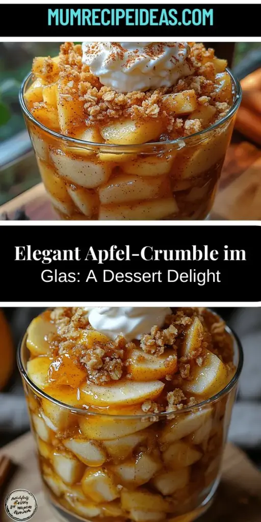 Indulge in a sweet twist on a classic dessert with Apfel-Crumble im Glas! This delightful treat combines spiced apples with a crunchy crumble topping, all beautifully layered in a glass for an elegant presentation. Perfect for entertaining or a cozy night in, this dessert features fresh apples, warm cinnamon, and a buttery topping. Simple to prepare and visually appealing, it’s a dessert experience that will leave you craving more. Enjoy it warm with a scoop of ice cream or whipped cream for an extra touch of indulgence!