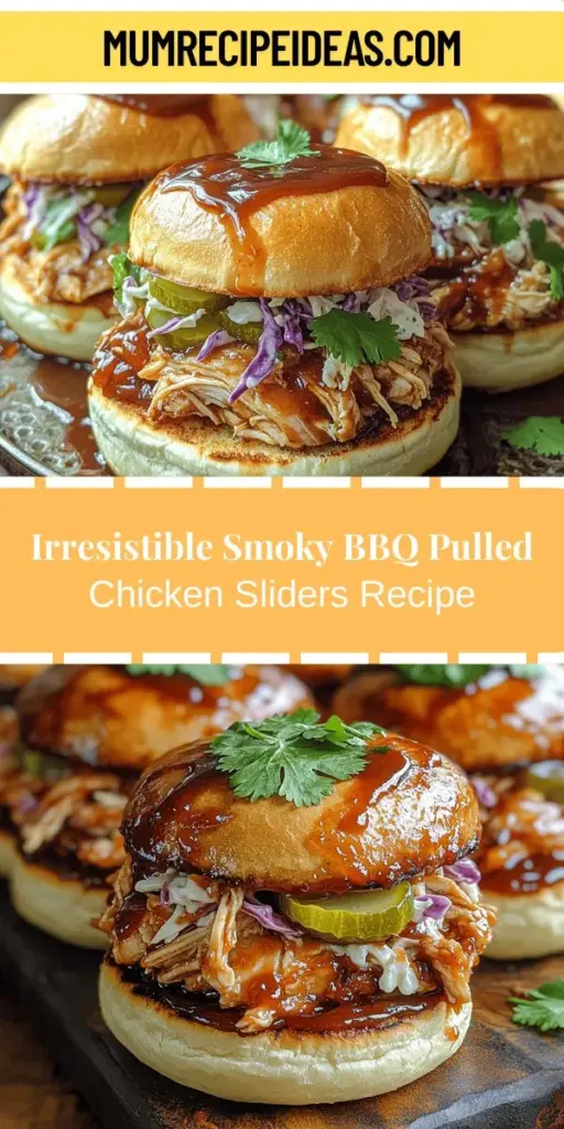 Indulge in the deliciousness of Smoky BBQ Pulled Chicken Sliders, the ultimate crowd-pleaser for any occasion. Juicy, tender chicken thighs slow-cooked in a homemade smoky barbecue sauce create a flavor explosion in every bite. Paired with crunchy coleslaw on soft slider buns, these sliders are easily customizable to suit everyone's taste. Perfect for game days or family dinners, this simple recipe is sure to impress and satisfy your cravings. Enjoy creating unforgettable memories around the table with this mouthwatering dish!