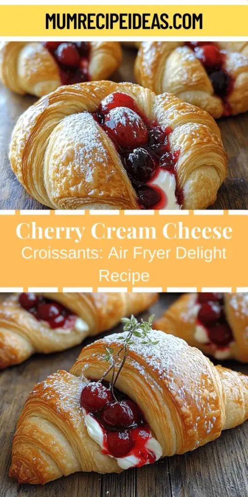 Discover the joy of making Cherry Cream Cheese Bliss Croissants with this easy air fryer recipe! These delightful pastries combine rich cream cheese and sweet cherry filling, all wrapped in flaky crescent dough. Perfect for breakfast, brunch gatherings, or a sweet indulgence at any time, they are quick to prepare and impress. Follow simple step-by-step instructions to bake these charming treats in your air fryer and enjoy a burst of delicious flavors in every bite!