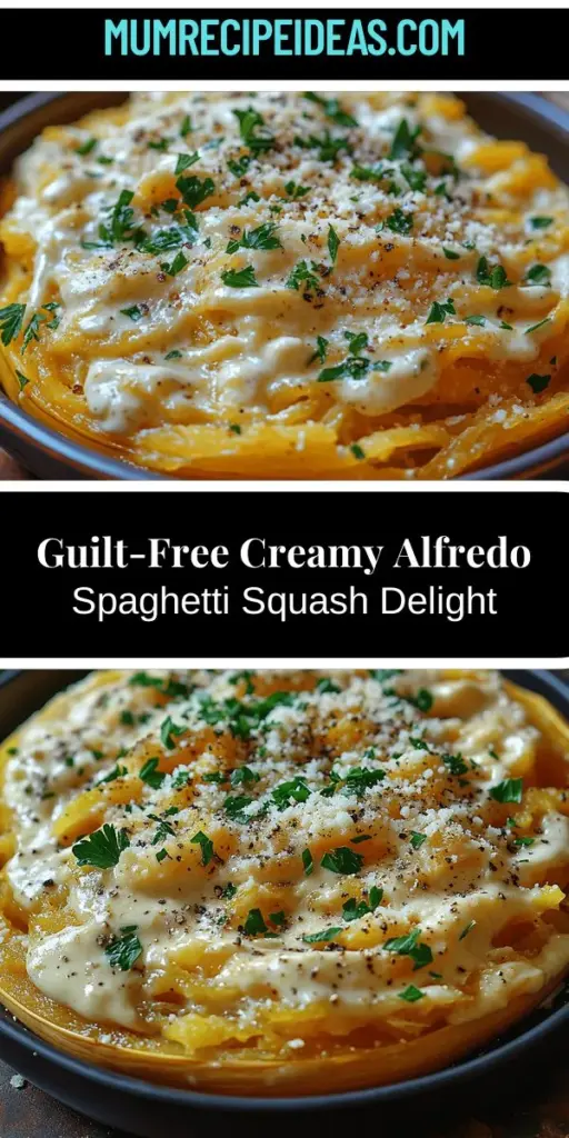 Discover the delightful Creamy Skinny Alfredo Spaghetti Squash, a nutritious twist on a classic comfort food. This recipe features spaghetti squash as a low-carb alternative to pasta, drizzled with a creamy sauce made from cauliflower, nutritional yeast, and plant-based milk. Packed with vitamins and fiber, it's perfect for anyone looking to eat healthier without sacrificing taste. Easy to prepare and customizable, this dish is sure to impress family and friends while satisfying your cravings. Enjoy a guilt-free indulgence with this wholesome meal!