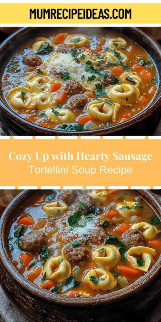 Warm up this season with a bowl of Hearty Sausage Tortellini Soup! This comforting recipe combines savory Italian sausage, tender cheese tortellini, and vibrant vegetables in a flavorful broth. Perfect for family dinners or meal prep, each bite offers a delightful blend of nutrients and textures. Easy to make, this soup will quickly become a favorite in your kitchen. Discover the step-by-step guide to creating this delicious dish!