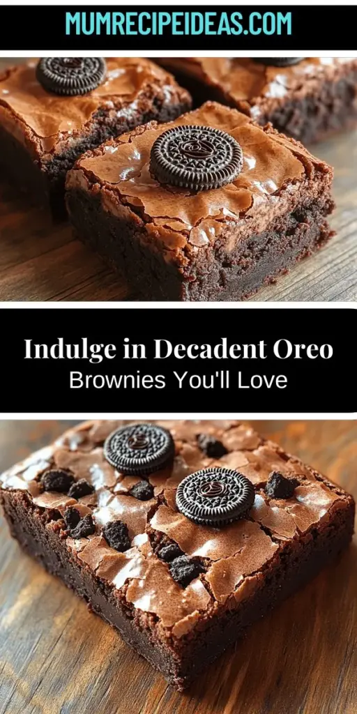 Indulge in the ultimate dessert experience with decadent Oreo brownies that blend rich chocolatey goodness with classic Oreo flavors. These brownies feature a fudgy base enhanced with crunchy Oreo pieces, creating a delightful contrast in texture. Perfect for any occasion, this simple recipe breaks down the essential ingredients and straightforward steps needed to achieve the perfect batch. Whether for a gathering or a personal treat, these brownies are sure to impress and satisfy all chocolate lovers. Get ready to bake and enjoy a mouthwatering chocolate experience!