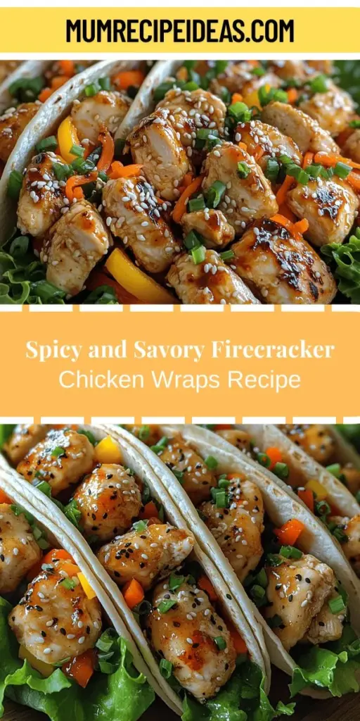 Discover the vibrant and flavorful world of Firecracker Chicken Wraps! Perfect for quick lunches or casual dinners, these wraps are a hit for any occasion. With juicy marinated chicken, crisp veggies, and a delicious balance of sweet and spicy flavors, they offer a delightful meal in minutes. Plus, they're highly customizable to fit any dietary preference. Elevate your dining experience with this colorful and satisfying dish!