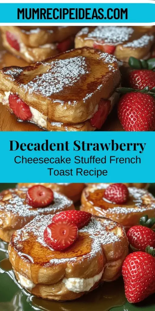 Discover the ultimate breakfast treat with Strawberry Cheesecake Stuffed French Toast! This delectable dish combines rich cream cheese filling with fresh strawberries, all enveloped in fluffy, thick-cut brioche or challah bread. Perfect for special brunches or a cozy morning at home, this recipe is both easy to make and visually impressive. Elevate your breakfast game with a drizzle of maple syrup or a dollop of whipped cream for a luxurious experience you won't forget!