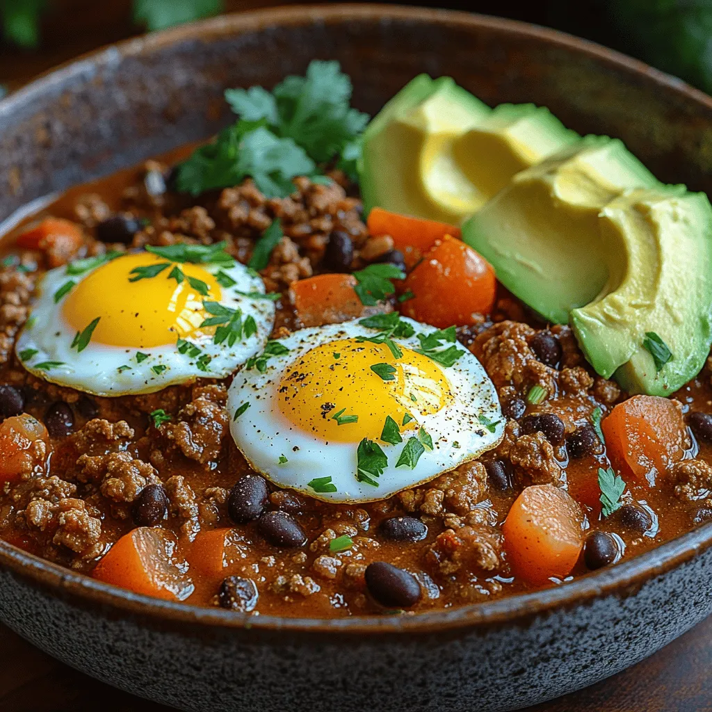 Starting your day with a hearty meal like breakfast chili and eggs offers numerous health benefits. For one, it’s an excellent source of protein, which is crucial for muscle repair and growth, especially if you lead an active lifestyle. Eggs, in particular, are considered a nutritional powerhouse, packing essential vitamins and minerals while being low in calories. They contain high-quality protein, healthy fats, and important nutrients like vitamin D and choline, which are vital for brain health.