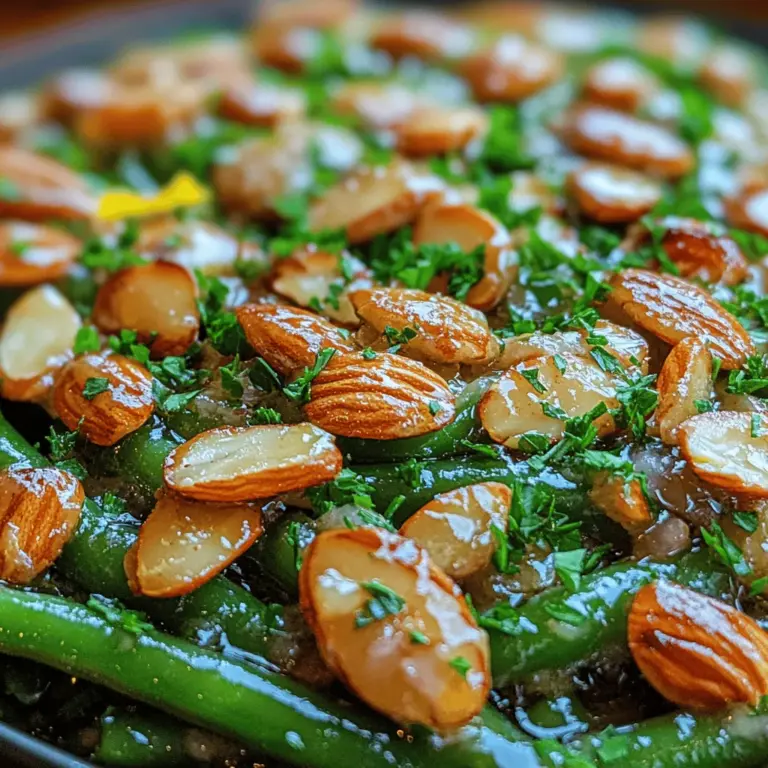 Garlic Butter Green Bean Almondine is a classic side dish that beautifully showcases the vibrant flavors of fresh green beans, enhanced by the rich notes of garlic and butter, and topped with crunchy sliced almonds. This dish is not only a feast for the palate but also a visual delight, making it a popular choice for festive gatherings, family dinners, and everyday meals alike. As a staple in many culinary traditions, green beans have earned their place on the dinner table, celebrated for their versatility and nutritional benefits.