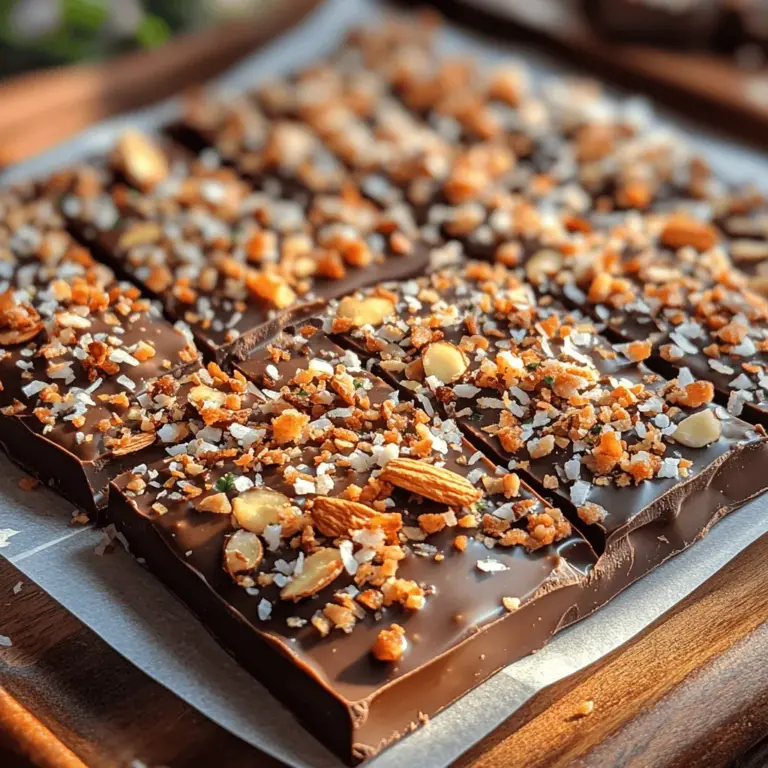 To create a truly blissful chocolate bark, the quality and type of ingredients you choose play a crucial role. The main components of Coconut Bliss Chocolate Bark include bittersweet chocolate, unsweetened shredded coconut, chopped almonds, sea salt, vanilla extract, and optional coconut oil. Each ingredient contributes to the overall flavor profile and texture, making them essential to the recipe's success.