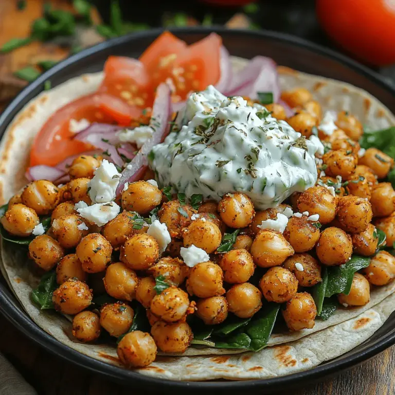 In the ever-evolving world of culinary delights, the Crunchy Roasted Chickpea Wraps with Creamy Tzatziki stand out as a beacon of wholesome, plant-based goodness. This dish marries a delightful array of flavors and textures, creating a satisfying meal that is both nutritious and delicious. The star of the show, crunchy roasted chickpeas, provide a satisfying crunch that contrasts beautifully with the creamy tzatziki sauce and the fresh crunch of crisp vegetables. Together, they create a wrap that is not only tasty but also visually appealing, making it perfect for lunch, dinner, or even a picnic.